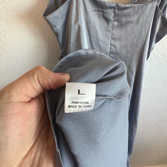 Isalis Sofia Cowl Neck Sleeveless Side-Slit Silky Slip Midi Dress Purple Gray L - Picture 10 of 10